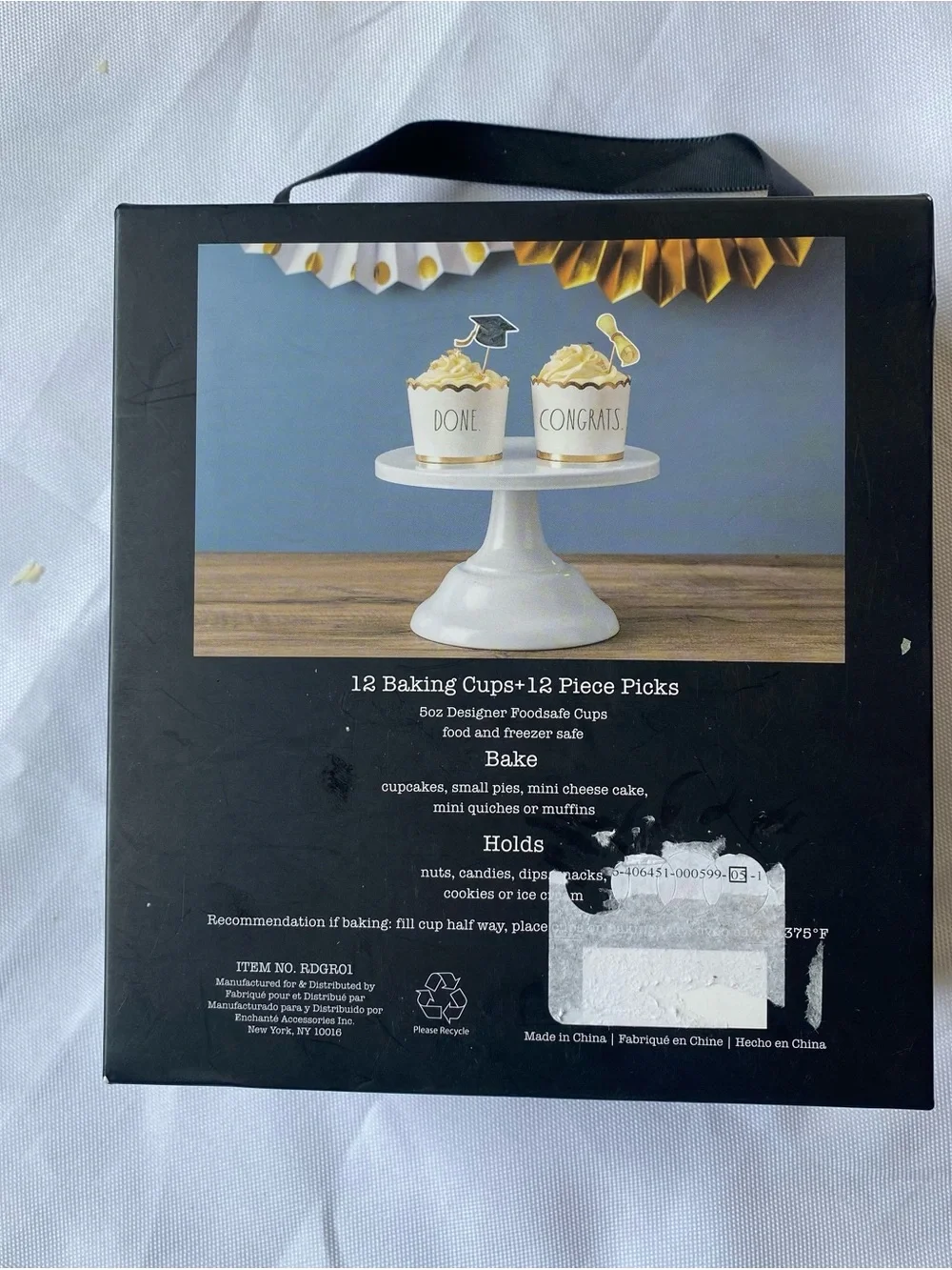 Rae Dunn Gold & White Graduation Cupcake Toppers and Wrappers